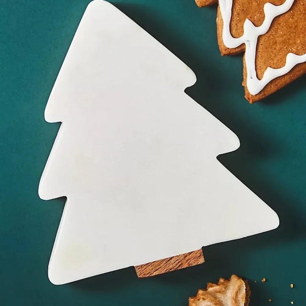 NWT Anthropologie Fir Tree Marble Coaster Christmas